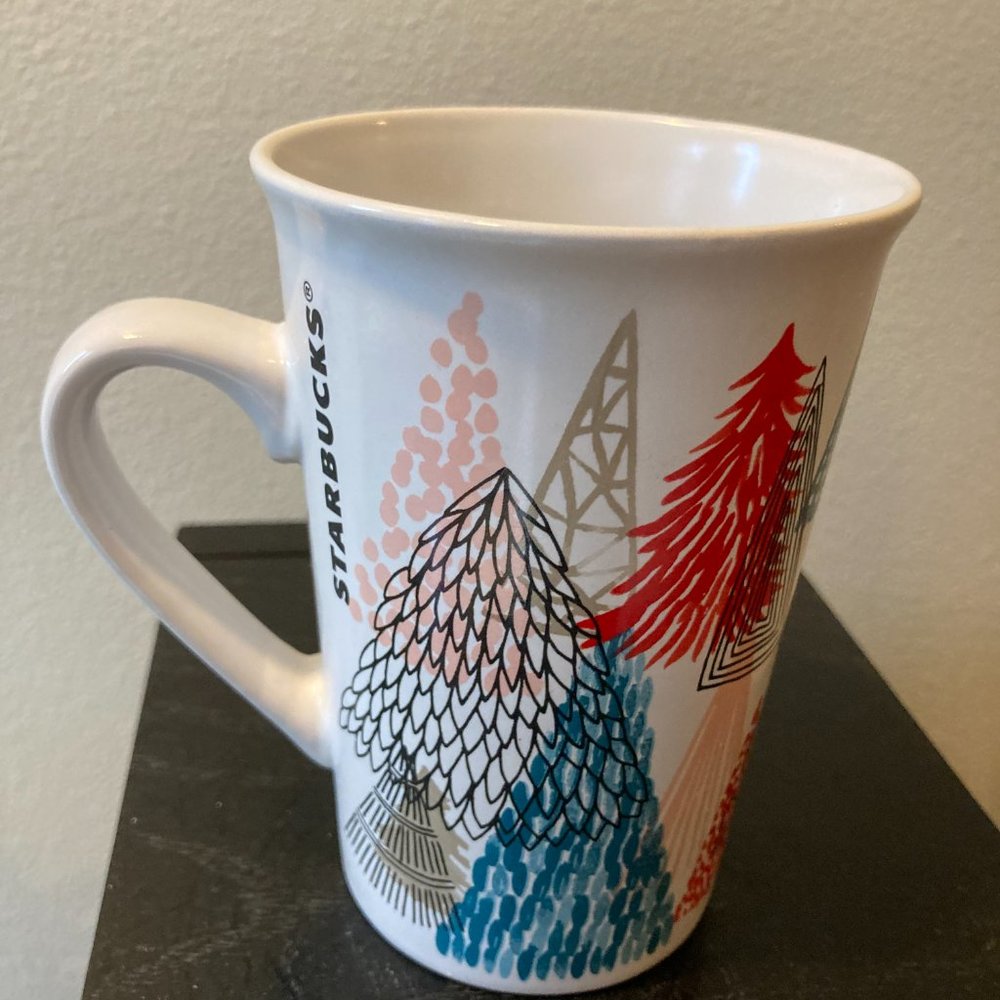 Starbucks 2017 Christmas tree coffee tea mugs 11 oz set of two. Excellent! - Picture 4 of 7